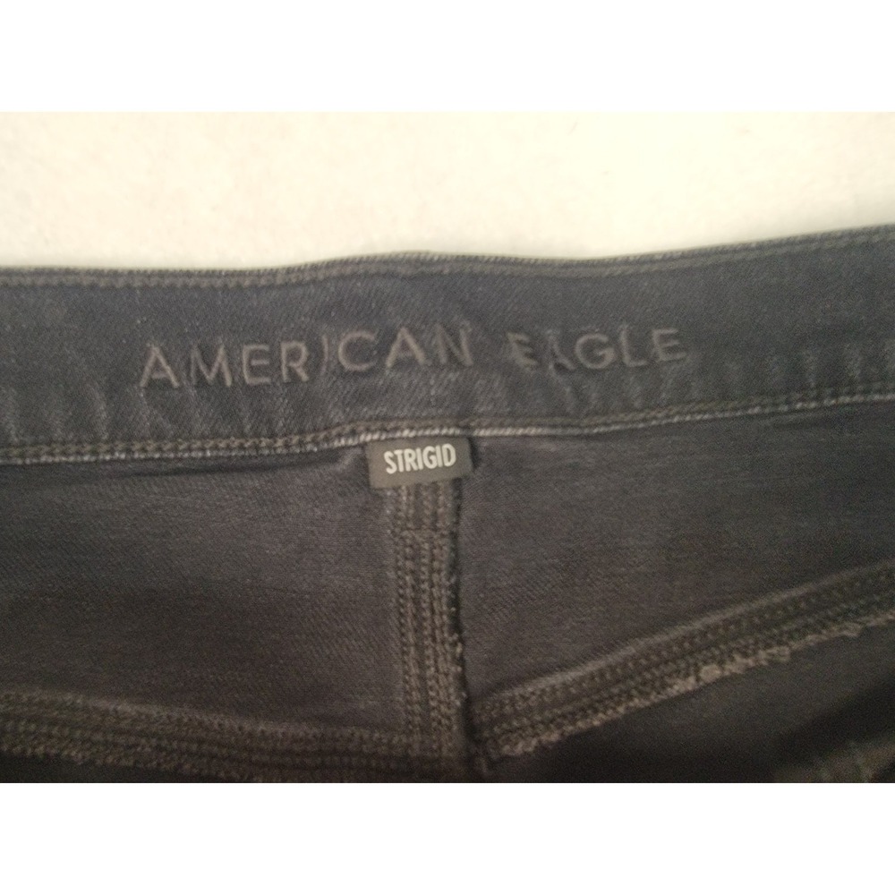 American Eagle Super High-Rise Baggy Straight Jeans Sz 14 X-Long‎ Black Strigid - Picture 9 of 11